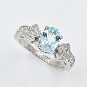 Natural Aquamarine Ring, 925 Sterling Silver, March Birthstone, Solitaire Ring, Wedding Ring, Engagement Ring, Women Ring, Gift For Her