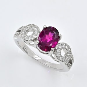 Natural Rhodolite Garnet Ring, 925 Sterling Silver, Solitaire Ring, Gemstone Ring, January Birthstone, Anniversary Gift, Gift For Her