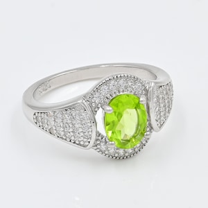 Natural Peridot Ring, 925 Sterling Silver, August Birthstone, Solitaire Ring, Green Stone Ring, Proposal Ring, Birthday Gift, Gift For Her