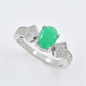 Natural Emerald Ring, 925 Sterling Silver, May Birthstone, Solitaire Ring, Emerald Jewelry, Green Stone Ring, Anniversary Gift, Gift For Her