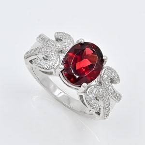Natürlicher Granat Ring, 925 Sterling Silber, Statement Ring, Januar Birthstone, Roter Stein Ring, Frauen Ring, Geburtstagsgeschenk, Geschenk für sie