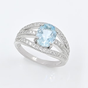 Natural Aquamarine Ring, 925 Sterling Silver, Statement Ring, March Birthstone, Proposal Ring, Aquamarine Jewelry, Bridal Ring, Gift For Her