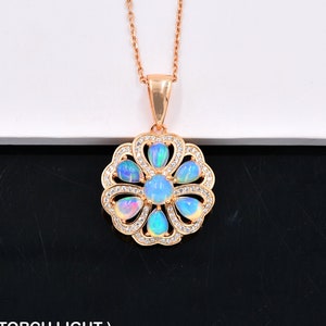 925 Sterling Silver, Natural Ethiopian Welo Fire Opal Pendant Necklace, Charm Pendant, October Birthstone, Wedding Pendant, Gift For Her