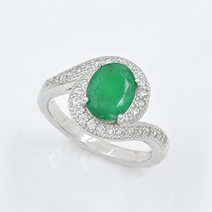 Natural Emerald Ring, 925 Sterling Silver, Solitaire Ring, May Birthstone, Emerald Jewelry, Green Stone Ring, Birthday Gift, Gift For Her