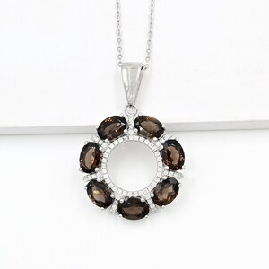 Natural Smoky Quartz Pendant Necklace, 925 Sterling Silver, Cluster Pendant, June Birthstone, Gemstone Pendant, Women Pendant, Gift For Her