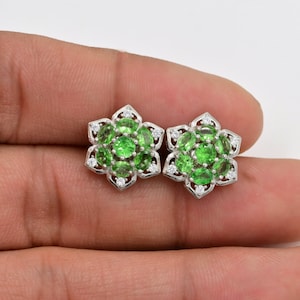 925 Sterling Silver Studs, Natural Tsavorite Green Garnet Earrings Studs, January Birthstone, Tiny Earrings, Women Earrings, Gift For Her