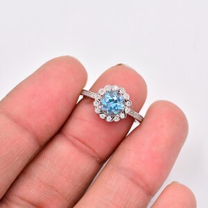 7mm Natural Blue Topaz Ring, 925 Sterling Silver, December Birthstone, Women Jewelry, Blue Topaz Jewelry, Engagement Ring, Daily Gift Wear