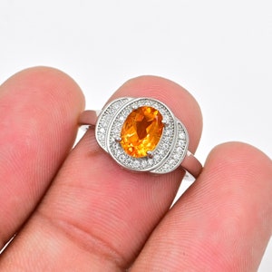 Natural Citrine Ring, 925 Sterling Silver, Solitaire Ring, November Birthstone, Citrine Jewelry, Gemstone Ring, Wedding Ring, Gift For Her