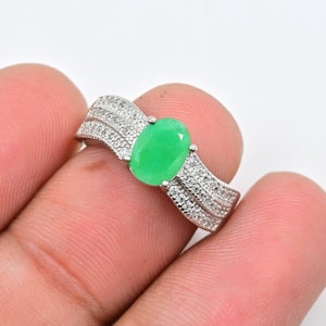 Natural Emerald Ring, 925 Sterling Silver, Statement Ring, May Birthstone, Emerald Jewelry, Proposal  Ring, Anniversary Ring, Gift For Her