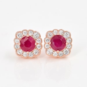 6 mm Natural Ruby Earrings Studs, 925 Sterling Silver, Ruby Studs, July Birthstone, Ruby Jewelry, Wedding Stud, Birthday Gift, Gift For Her