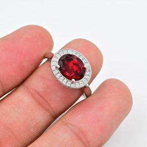 Natural Garnet Ring, 925 Sterling Silver, Statement Ring, January Birthstone, Garnet Jewelry, Red Stone Ring, Engagement Ring, Gift For Her