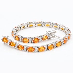 Natural Citrine Bracelet, 925 Sterling Silver, Tennis Bracelet, November Birthstone, Citrine Jewelry, Gift For Girlfriend, Wedding Bracelet