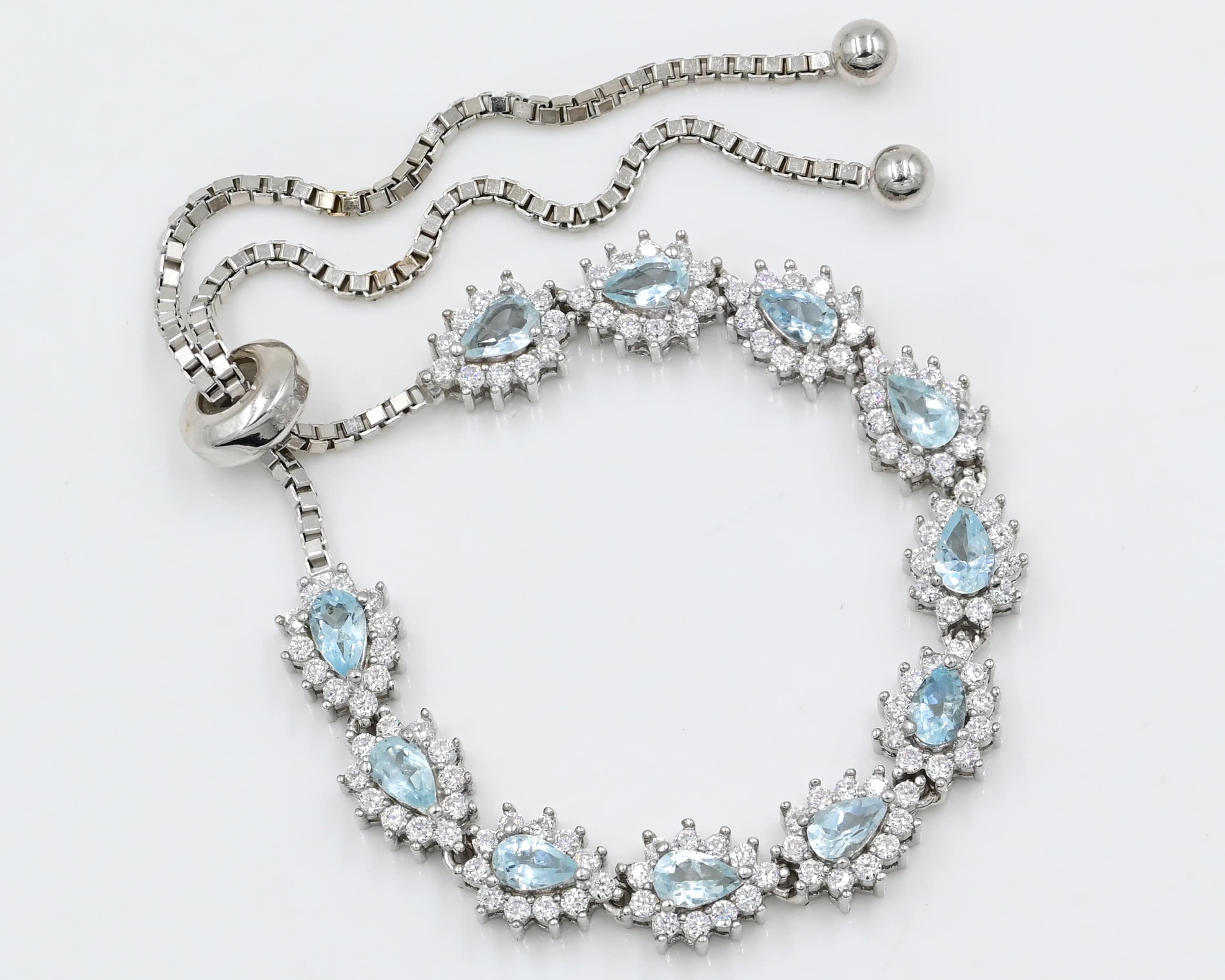 Natural Aquamarine Bracelet, 925 Sterling Silver, Tie Adjustable Bracelet, March Birthstone, Aquamarine Jewelry, Gift For Her, Women Jewelry