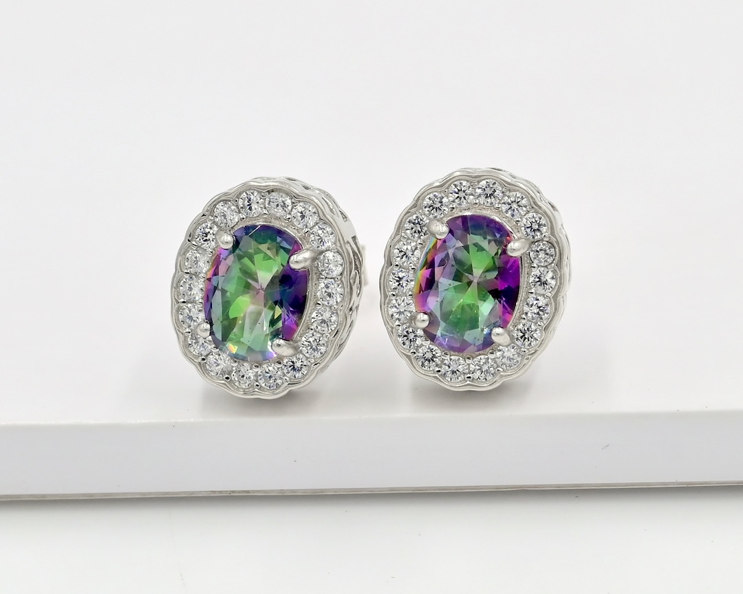 Orecchini Mosaica argento con 81 Zirconi colorati