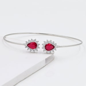 Natural Ruby Bangle Bracelet, 925 Sterling Silver, July Birthstone, Cuff Bangle, Ruby Jewelry, Charm Bangle, Wedding Bangle, Gift For Her