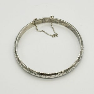 Sterling Engraved, Hinged, Bangle Bracelet