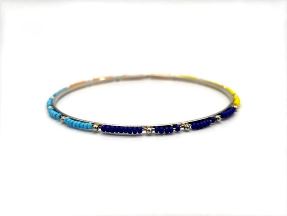 Multi Colored Beaded Bangle - image 6