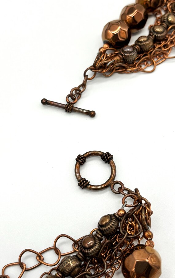 Copper Multiple Strand Chain and Bead Necklace - image 4