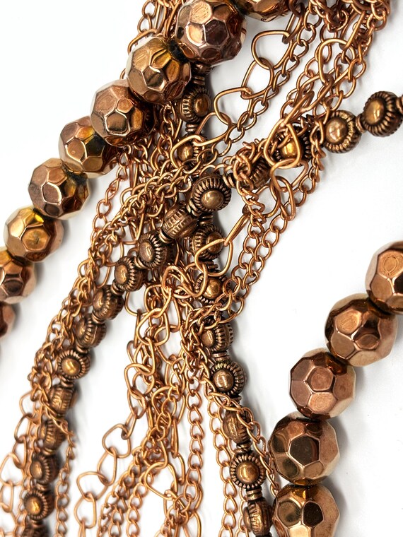 Copper Multiple Strand Chain and Bead Necklace - image 6