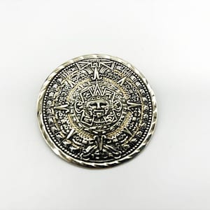 Sterling Silver Large Mayan Calendar Pin/Pendant