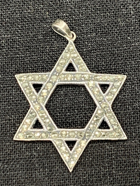 Sterling and Marcasite Star of David Pendant