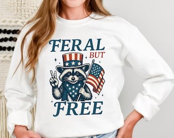 Funny Raccoon 4th of July Sweatshirt: Patriotic Kids Tee