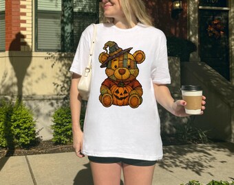 Retro Disney Halloween T-shirt, Cute Pumpkin Bear, Spooky Season