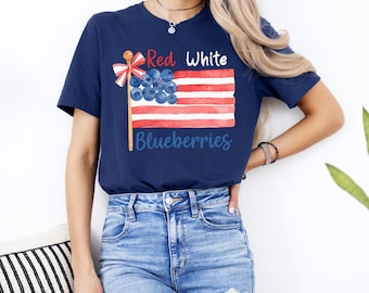 Red White Blueberries USA Flag T-shirt: American Patriotic T-shirt