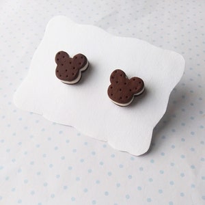 Specialty icecream sandwich stud earrings, polymerclay