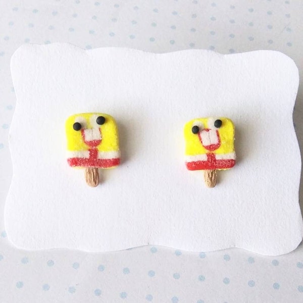 Sponge icecream stud earrings, polymerclay