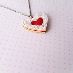 Heart Linzer Cookie necklace, polymerclay
