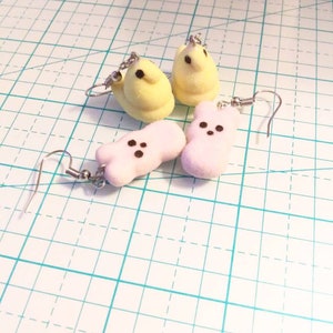 Marshmallow Peep/Chick Earrings, polymerclay