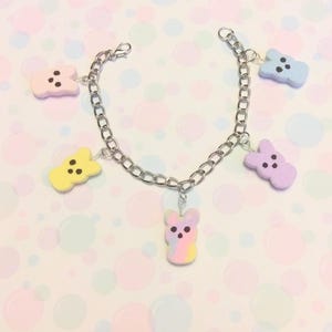 Marshmallow bunny bracelet, polymerclay