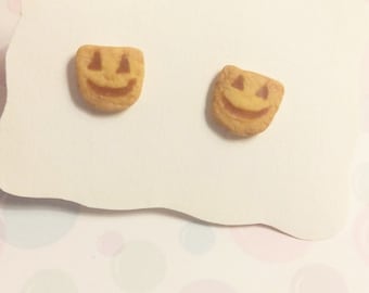 Pumpkin Delight Cookie Stud earrings, polymerclay