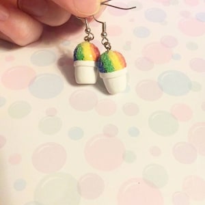 Snow cone earrings, polymerclay