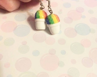 Snow cone earrings, polymerclay