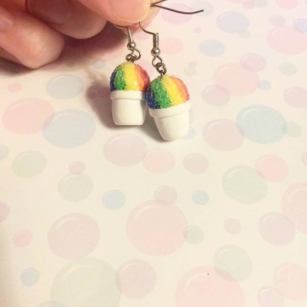 Snow cone earrings, polymerclay