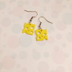 cheese slice earrings, polymerclay