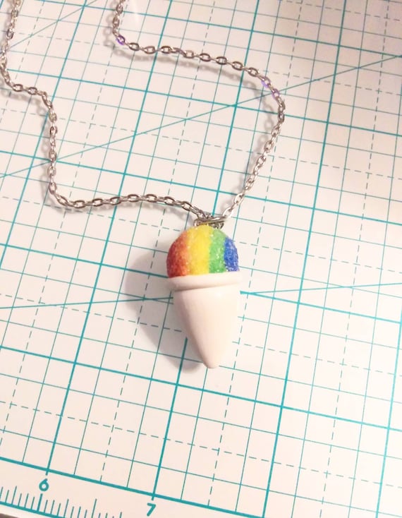 Snow cone necklace, polymerclay