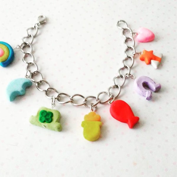 Marshmallow charm bracelet, polymerclay