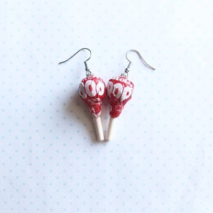 Mini tootsie pop earrings, polymerclay
