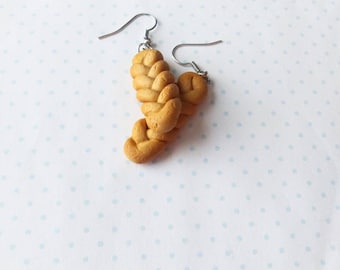 Challah bread earrings, polymerclay