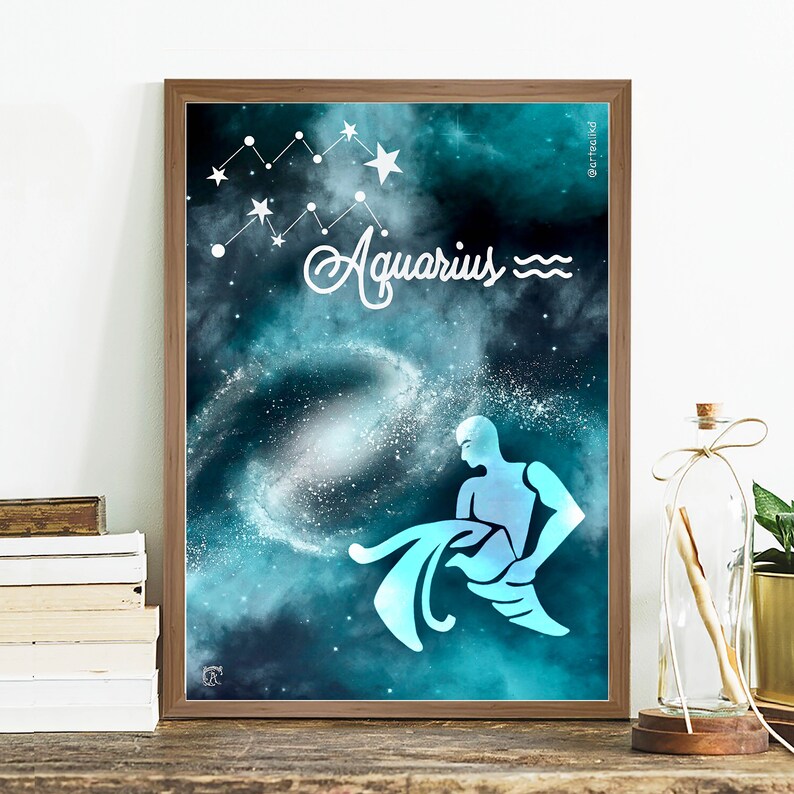 Illustraction Zodiac AQUARIUM Galaxy Horoscope Etsy
