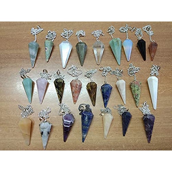 Mix Assorted Cone Pendules Chaîne Sculpté Guérison Reiki Radiesthésie Cristal Guérison Énergie Positivité