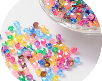 100st kunststof facet kralen mix 4mm | parels beads bicone | beadshop kralenwinkel |