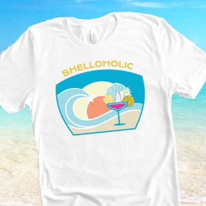 Shelloholic Short-sleeve unisex t-seashell shirt, beach shirt for women, summer shirt for women, vacation shirt, Sanibel shirt