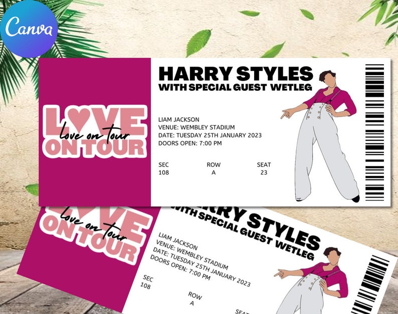 Harry Styles Ticket Invitation Concert Ticket Invitation Etsy