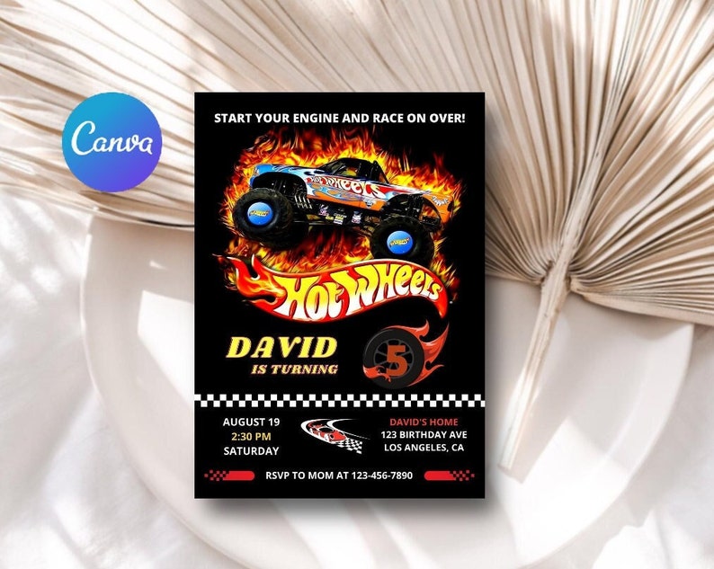 Hot Wheels Birthday Invitation Printable Birthday Invitation - Etsy