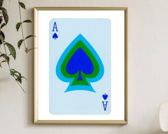 As de espadas, carteles de moda, arte de pared de muy buen gusto, baraja de naipes, arte de pared moderno, arte de pared extra grande, impresiones de dormitorios