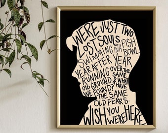 Wish You Were Here, Trendy Wall Art Poster, Eclectic Home Decor, Apartment wall art Oversized
